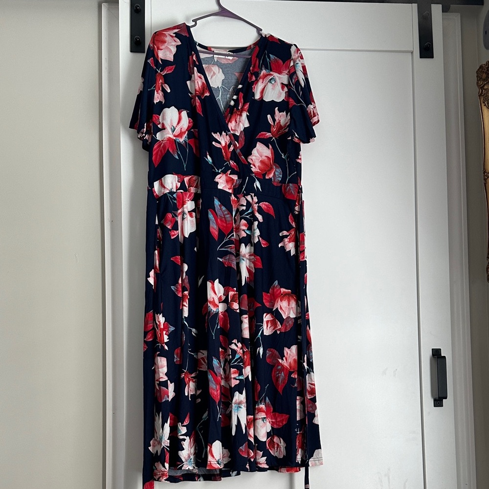Navy Floral Midi Dress